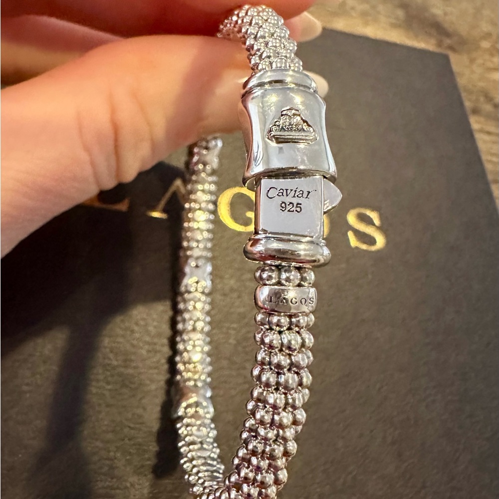 LAGOS Silver Beaded Bracelet with X Accents - Picture 6 of 13